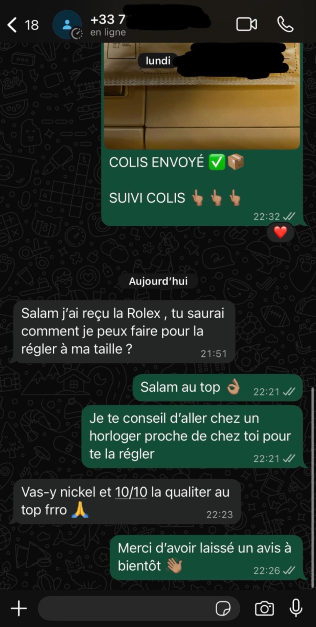 Avis client WhatsApp 4