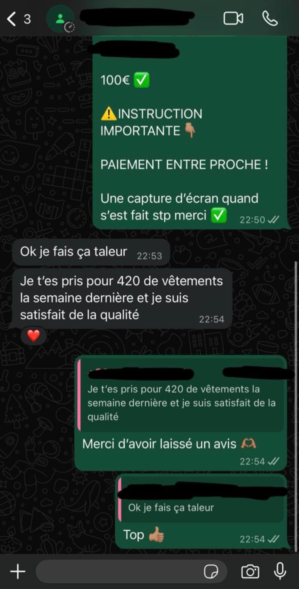 Avis client WhatsApp 5